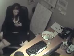 Hidden camera in the office filming how office sweetheart masturbates at work 